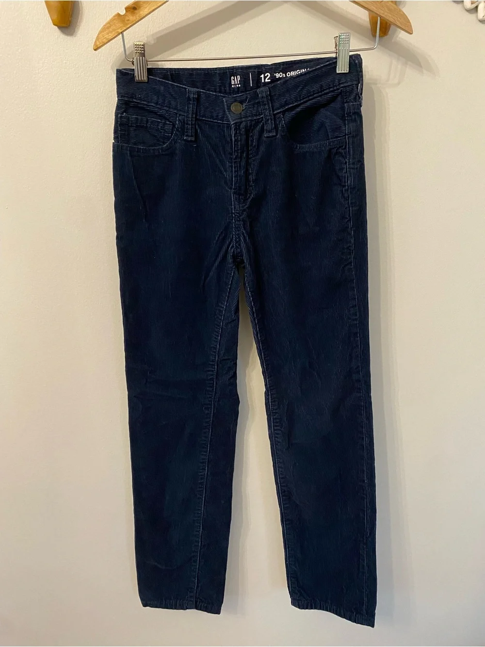 GAP Kids Boys Dark Navy 90s Original Straight Corduroy Pants - size 12/13